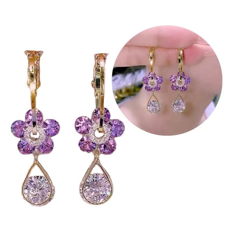 Aretes de Cristal en Forma de Flor - Elegancia y Brillo en Cada Detalle